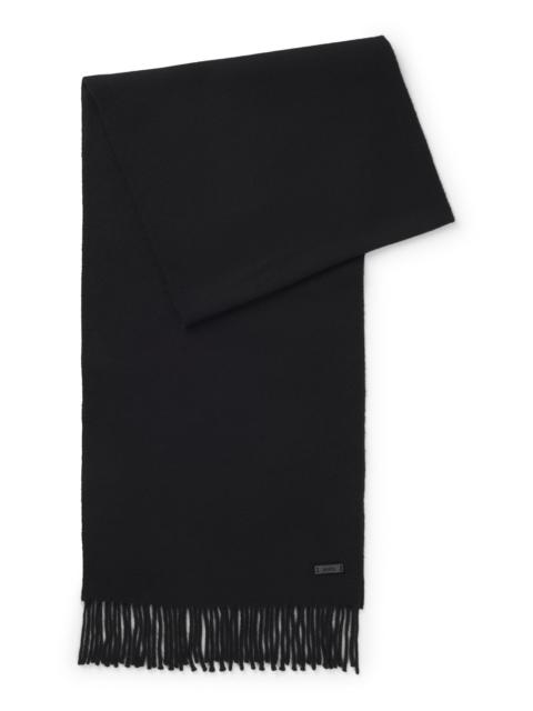 BOSS ITALIAN-MADE WOOL SCARF WITH LOGO PATCH