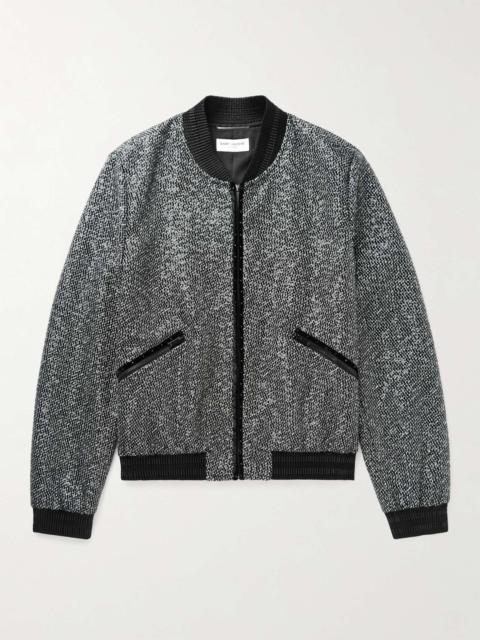 SAINT LAURENT Teddy Slim-Fit Sequinned Cotton-Blend Tweed Bomber Jacket