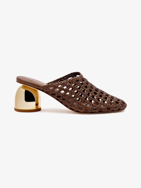 Larroudé Dew Drop Macrame Mule In Burnt Umber Leather