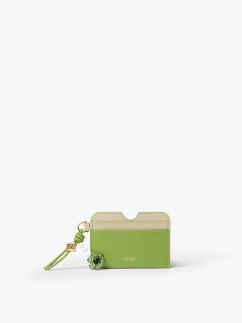 FENDI FF Diamonds Card Case Green leather card case