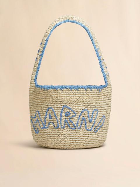 Marni NATURAL RAFFIA AND BLUE NASSA MEDIUM HOBO BAG