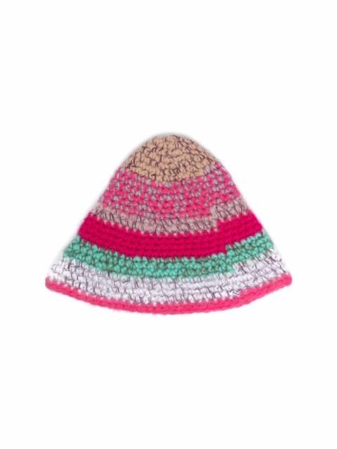 REDValentino stripe-pattern crochet hat