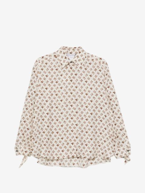 Max Mara logo-print tie-cuff shirt