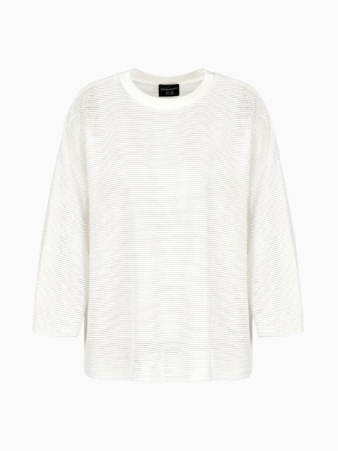 Icon modal jumper with jacquard horizontal ribbing