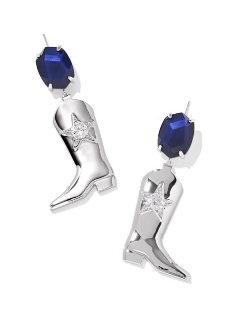 KENDRA SCOTT Rosie Silver Statement Earrings in Navy Mother-of-Pearl