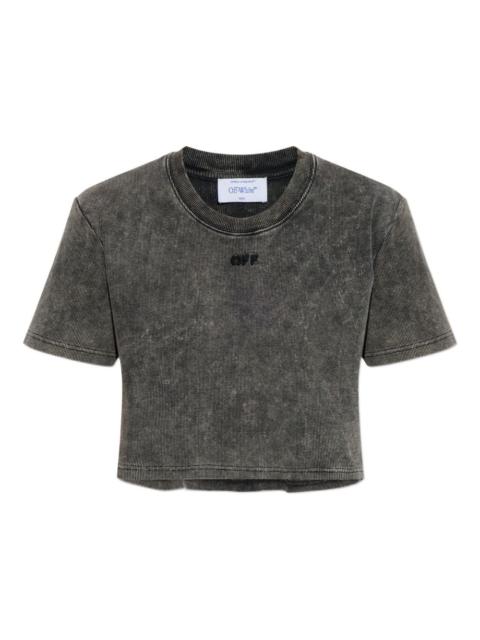 Off-White logo-embroidered ribbed T-shirt