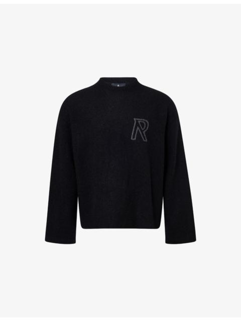 REPRESENT Intarsia-Logo Brushed Knitted Jumper