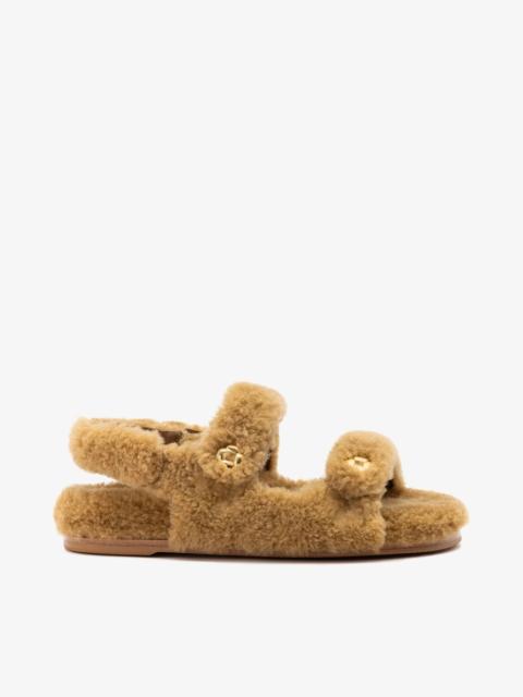 Larroudé Jetty Fuzzy Sandal Latte Shearling