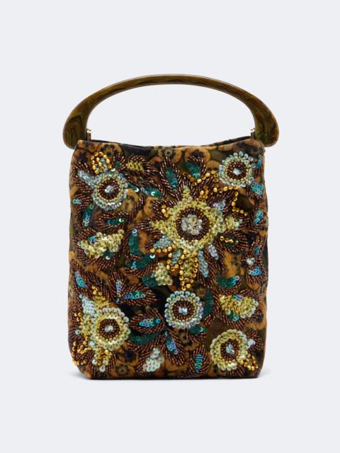 Dries Van Noten Embellished floral jacquard top-handle bag