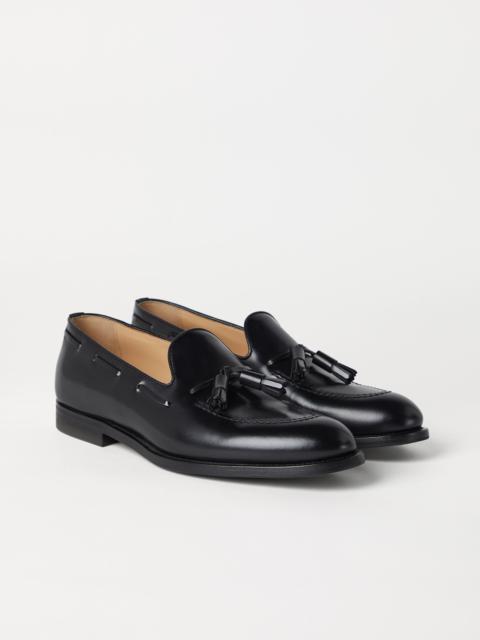 Aged calfskin loafers with tassels