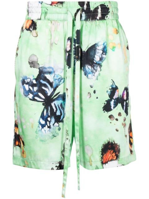 NAHMIAS butterfly-print silk shorts