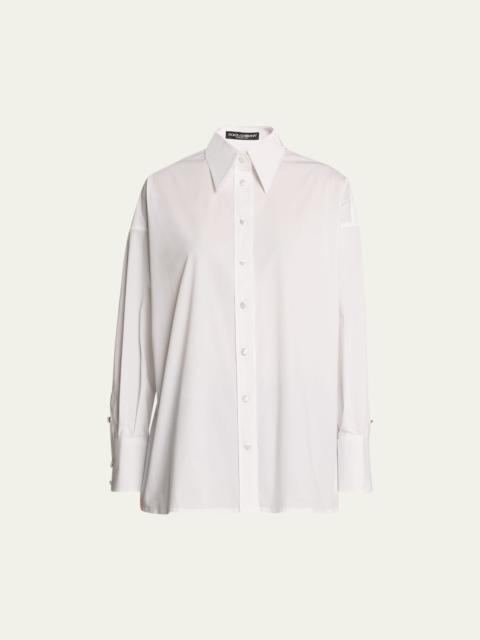 Collared Poplin Button Up Top