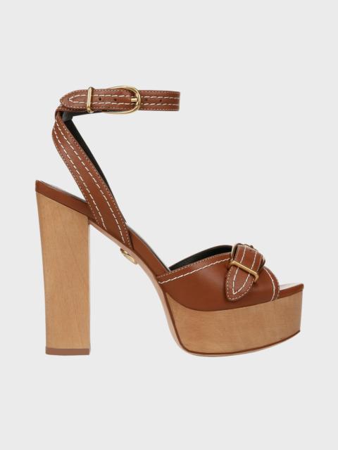 VERONICA BEARD Leonarda Leather Ankle-Strap Platform Sandals