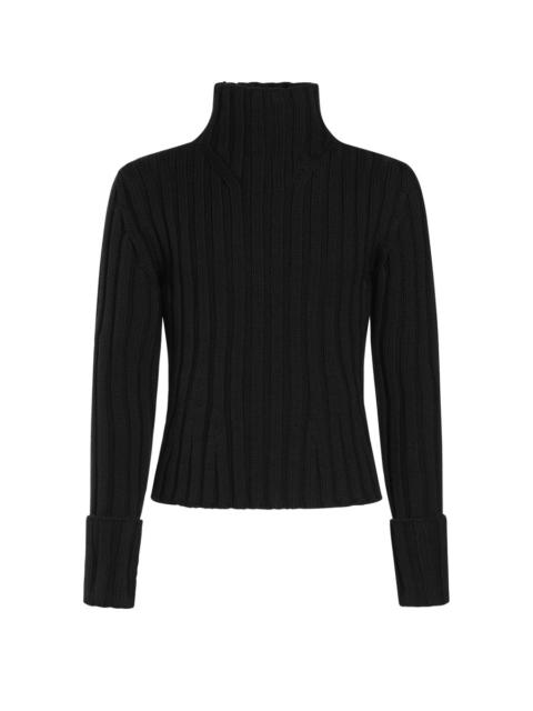 Ann Demeulemeester Warre Cropped Rib Darted High Neck Sweater