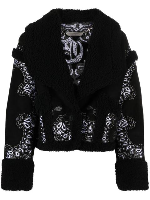 PHILIPP PLEIN paisley bandana shearling jacket
