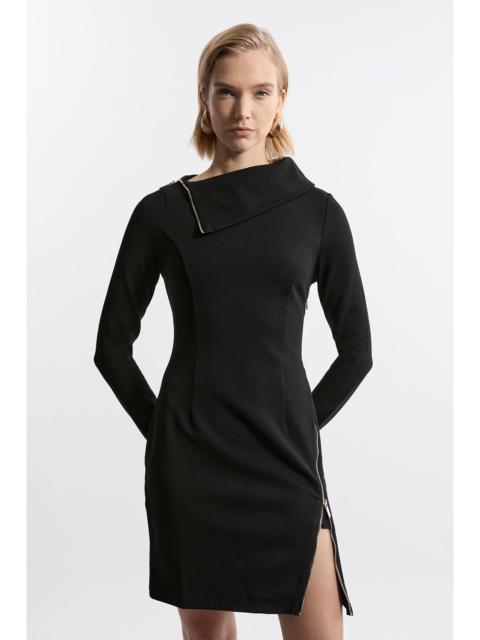 KAREN MILLEN Ponte Zip Neck Mini Dress