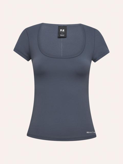 P.E NATION FOUNDATION SCOOP SHORT SLEEVE TOP IN MARINE BLUE
