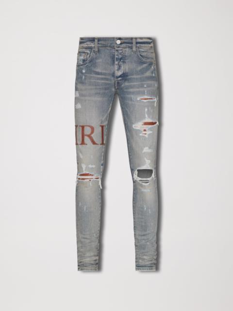 AMIRI LEATHER STITCH LOGO JEAN