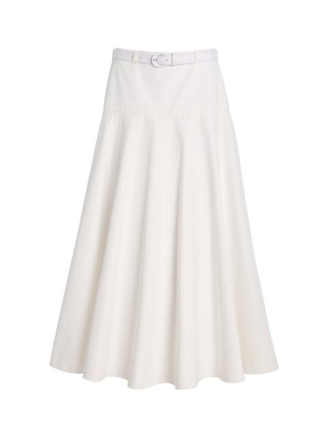 BRANDON MAXWELL Exclusive RIviera Belted Cotton Midi Skirt white