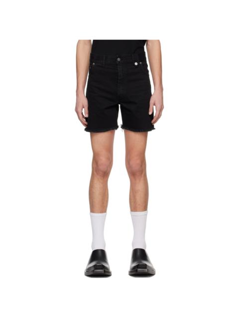 Black Stonewashed Denim Shorts