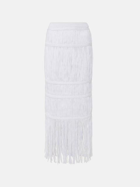SIMKHAI Yarra fringed cotton midi skirt