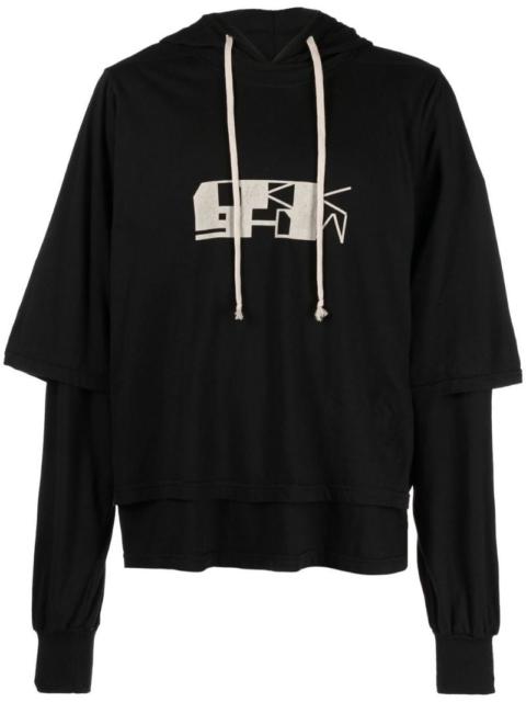 Rick Owens DRKSHDW logo-print layered hoodie