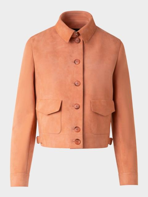AKRIS Peer Nubuck Leather Short Jacket