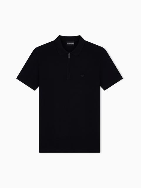 EMPORIO ARMANI POLO SHIRT IN PIQUÉ WITH PARTIAL ZIP