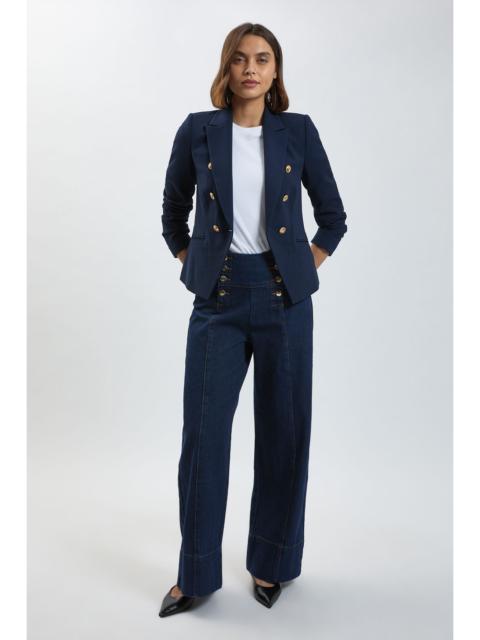 KAREN MILLEN Denim Button Front Wide Leg Jeans