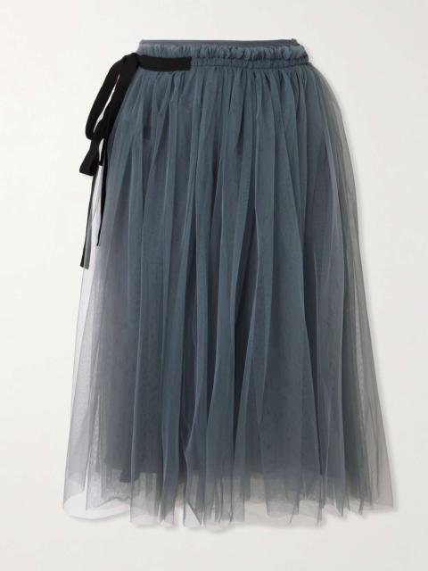 Molly Goddard Lottie ruffled grosgrain-trimmed tulle midi skirt