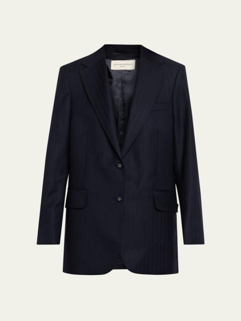 OFFICINE GÉNÉRALE Edona Italian Herringbone Wool Tailored Jacket