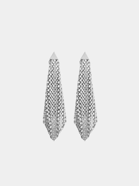 Paco Rabanne SILVER CHAINMAIL EARRINGS WITH RHINESTONES
