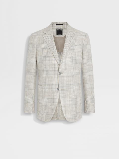 ZEGNA LIGHT BEIGE CROSSOVER LINEN WOOL AND SILK JACKET