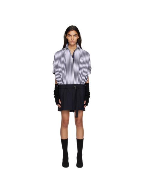 sacai Navy & White Paneled Minidress