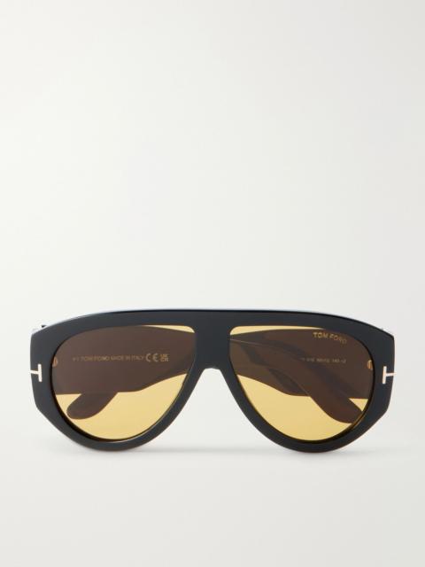 TOM FORD Bronson Aviator-Style Acetate Sunglasses Brown