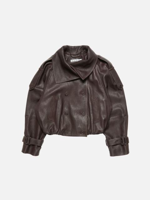 Acne Studios Cropped leather trench coat - Dark brown