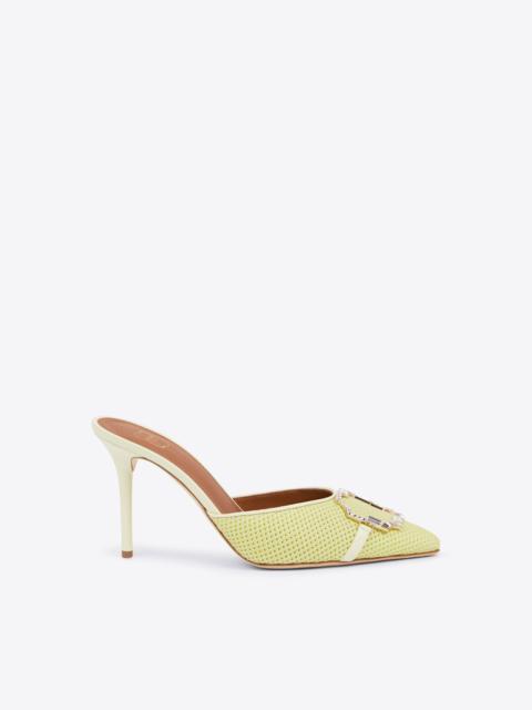 MALONE SOULIERS Missy 85 - Yellow Mesh Heeled Mules