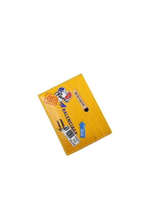 BALENCIAGA stamp-print crinkled-leather card holder