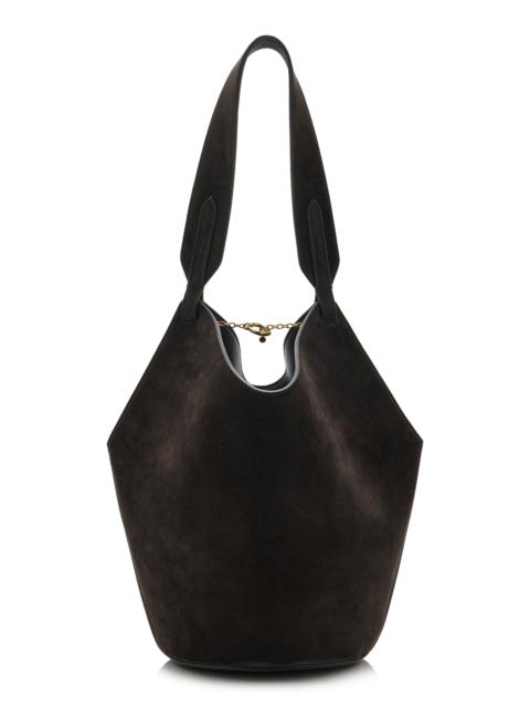 KHAITE Lotus Mini Suede Tote Bag brown