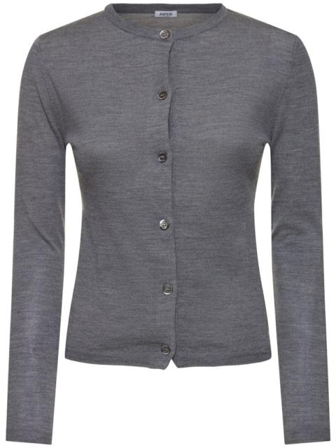 Merino wool knit crewneck cardigan