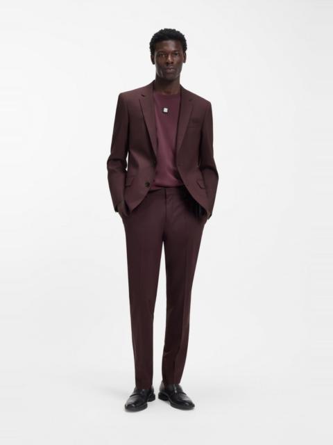 HUGO THREE-PIECE SLIM-FIT SUIT IN WOOL-BLEND POPLIN