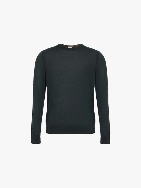 Crewneck fine-knit wool jumper