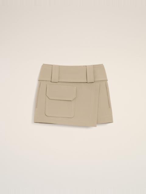 AMI Paris BEIGE COTTON WRAP MINI SKIRT