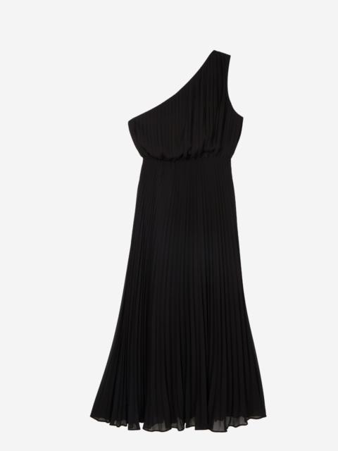 The Kooples BLACK ASYMMETRICAL PLEATED MAXI DRESS