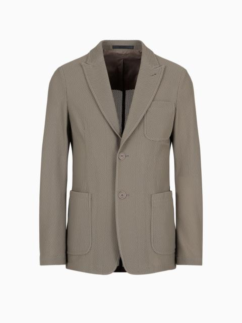 Single-breasted jacket in technical waffle fabric