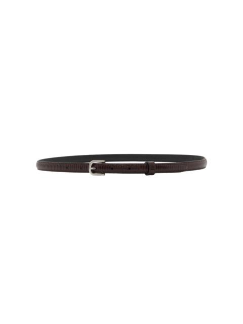 TOTEME Slim Lizard-Embossed Leather Belt brown