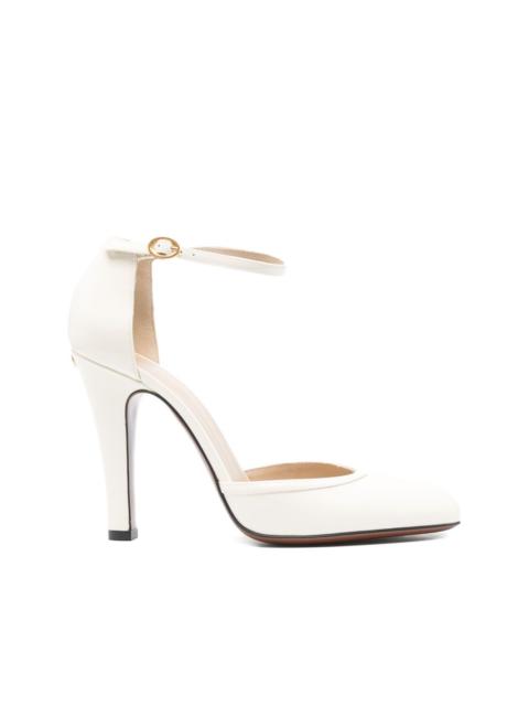 100mm ankle-strap leather pumps