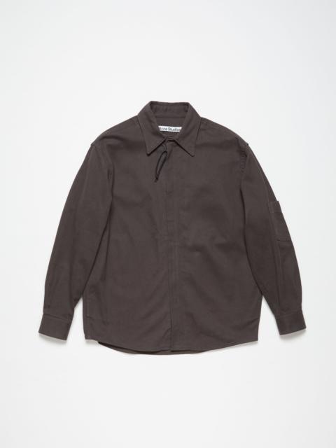 Twill zipper overshirt jacket - Stone black