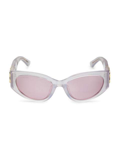 BALENCIAGA Women's Bossy 55MM Logo Oval Sunglasses - White