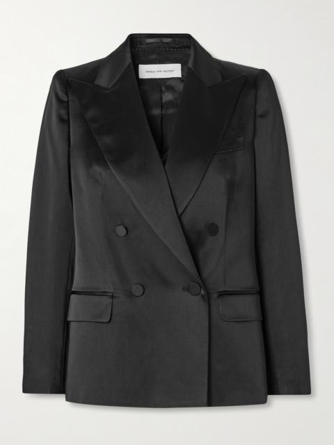 Dries Van Noten Double-breasted Washed Cotton-blend Satin Blazer